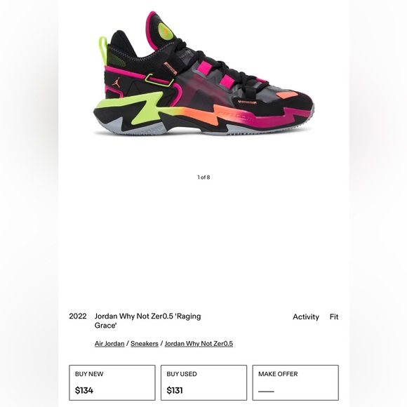 Jordan Why Not Zer0.5 ‘Raging Grace’ Sneakers, Youth Size 7